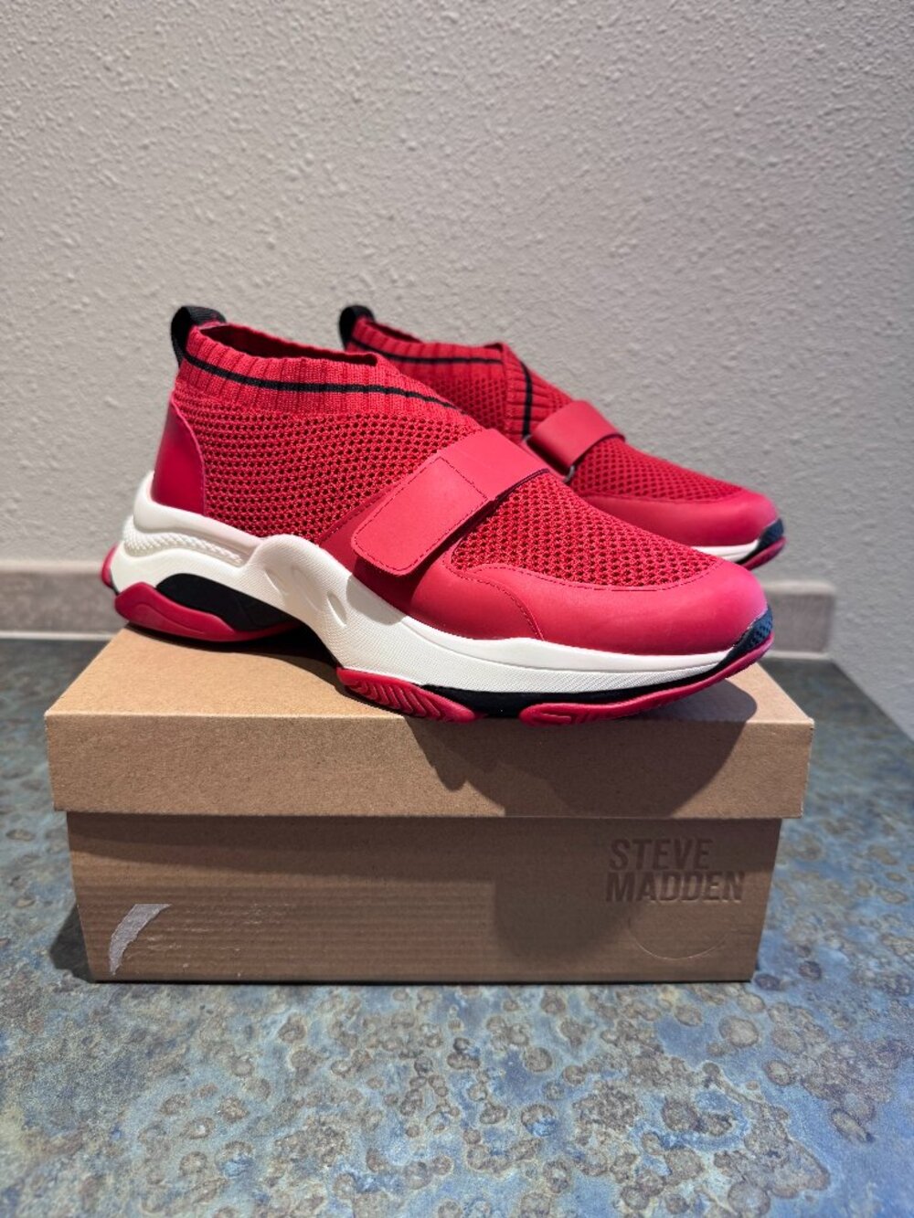 Steve Madden Red Medina Slip On Strap Sneakers - 8